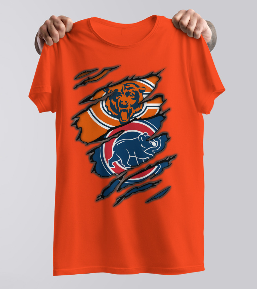 Chicago Bears Cubs Logos Fusion T-Shirt