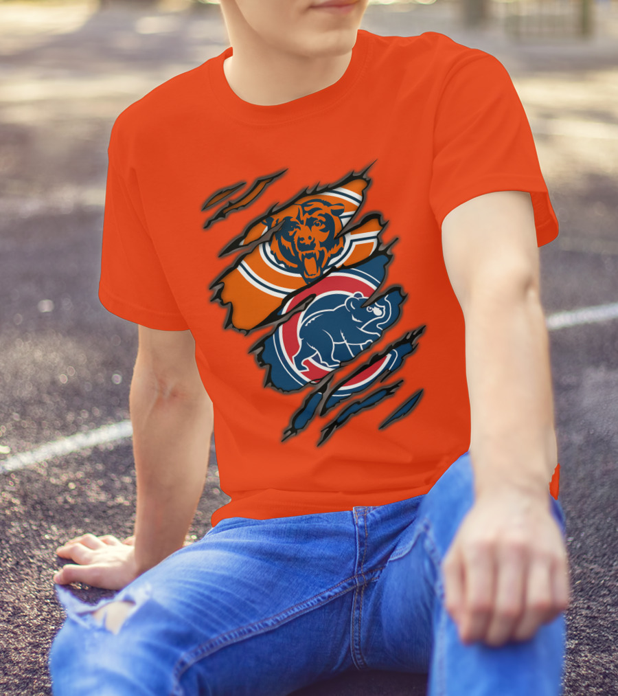 Chicago Bears Cubs Logos Fusion T-Shirt