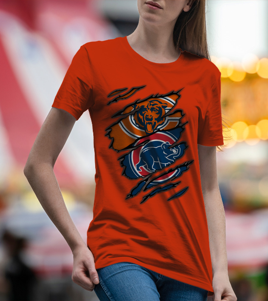 Chicago Bears Cubs Logos Fusion T-Shirt