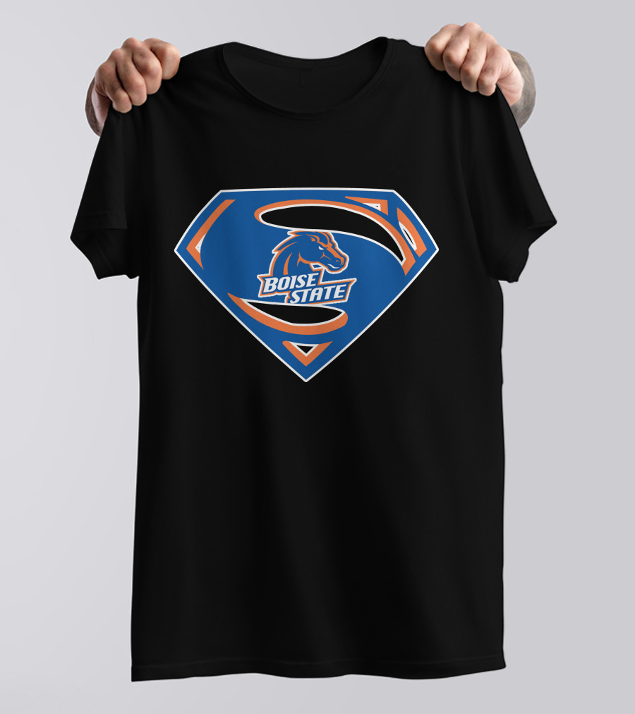 Boise State Superman Boise State Broncos Super Hero Emblem T-Shirt