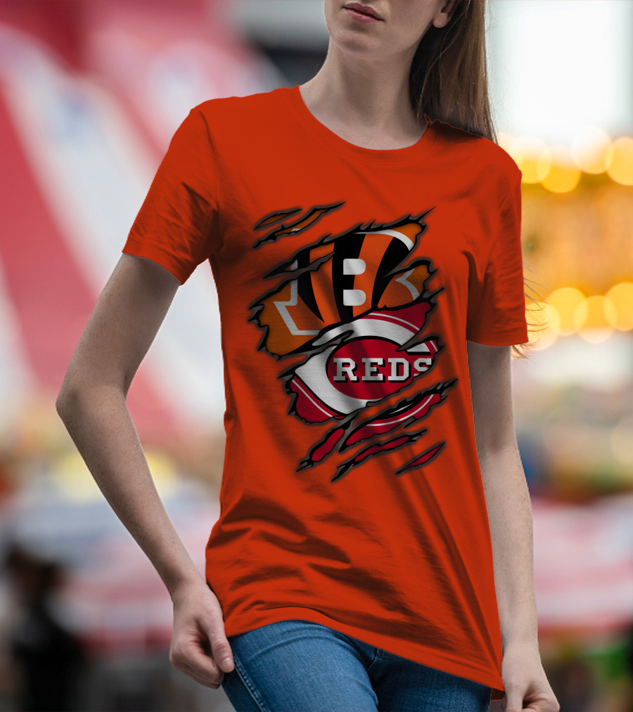 Bengals Reds Cincinnati Sports Claw Marks T-Shirt