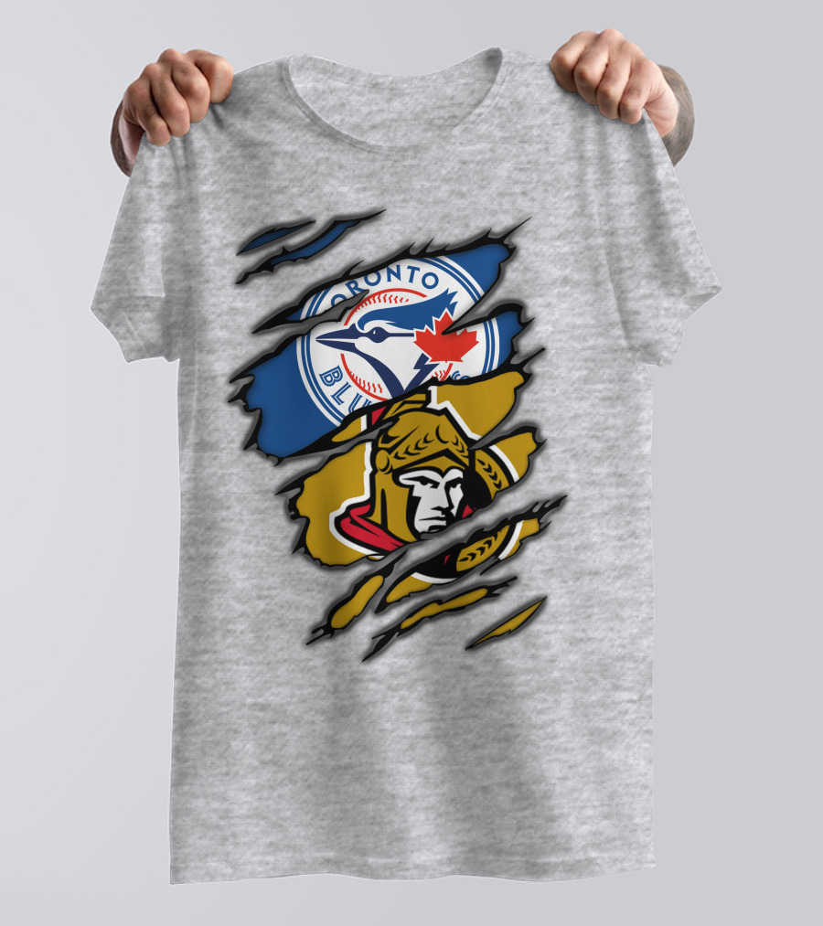 Toronto Blue Jays Ottawa Senators Dual Logo Rip T-Shirt