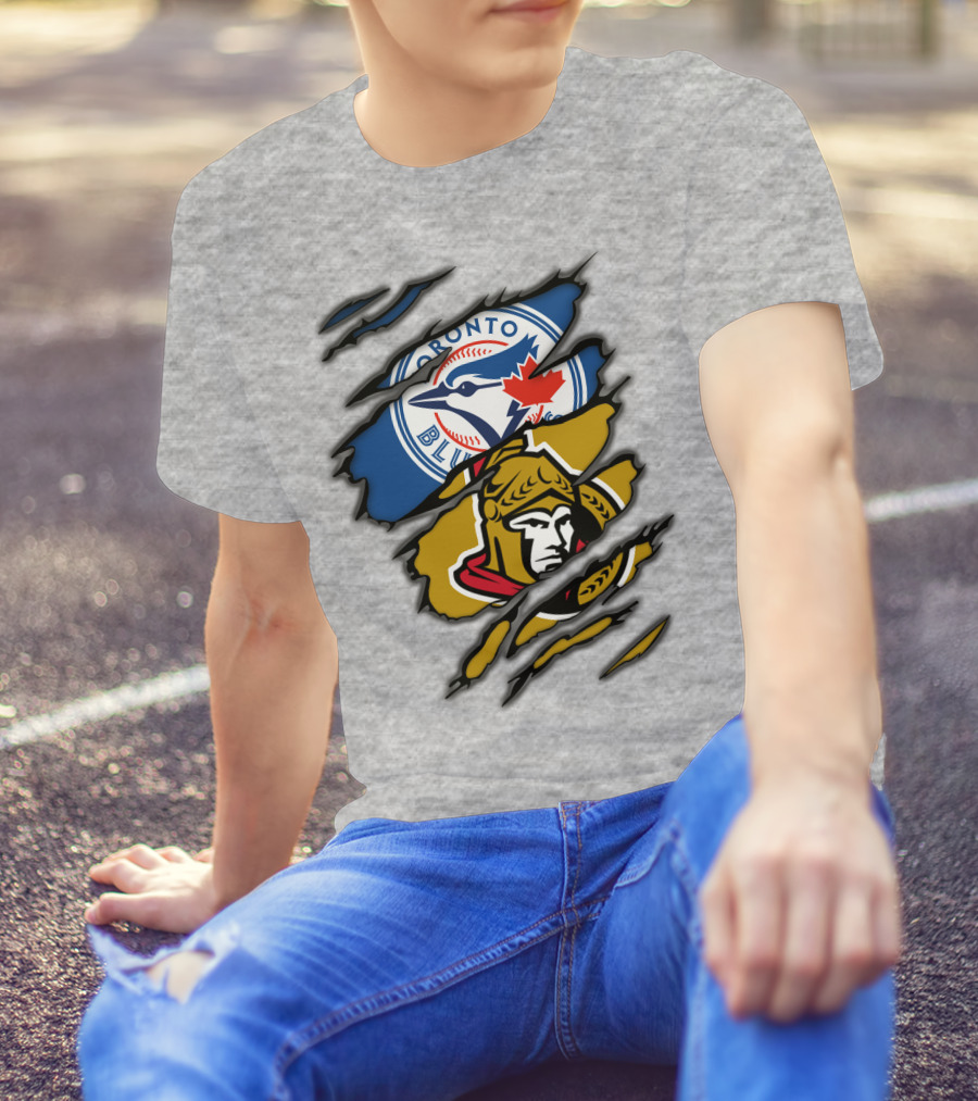 Toronto Blue Jays Ottawa Senators Dual Logo Rip T-Shirt