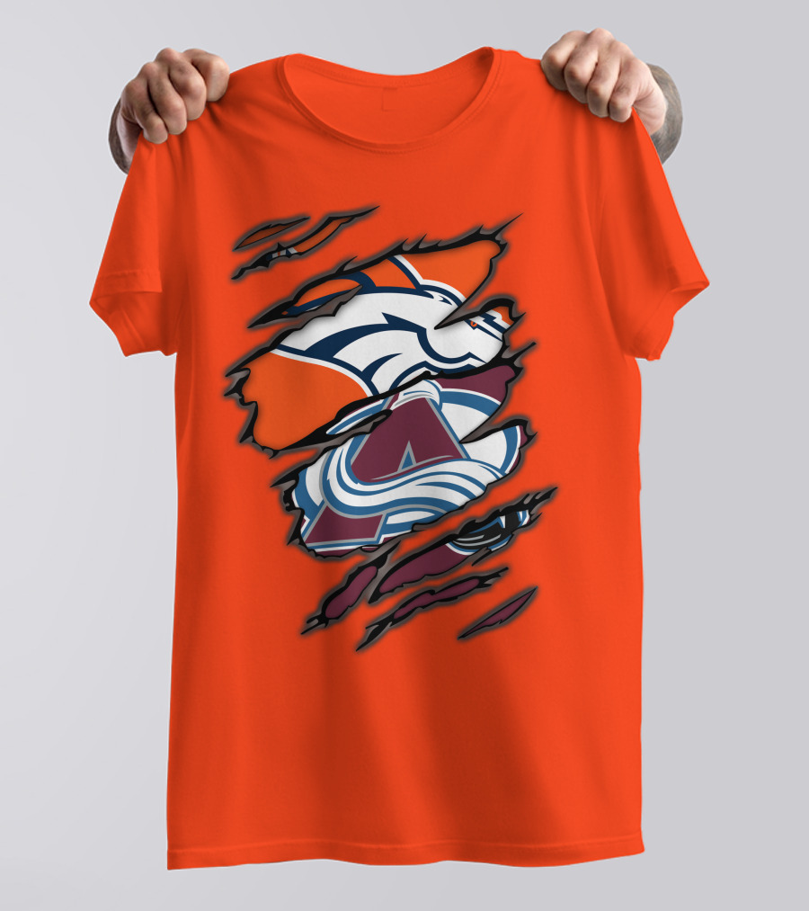 Broncos Avalanche Nfl Nhl Logo Crossover Collaboration T-Shirt