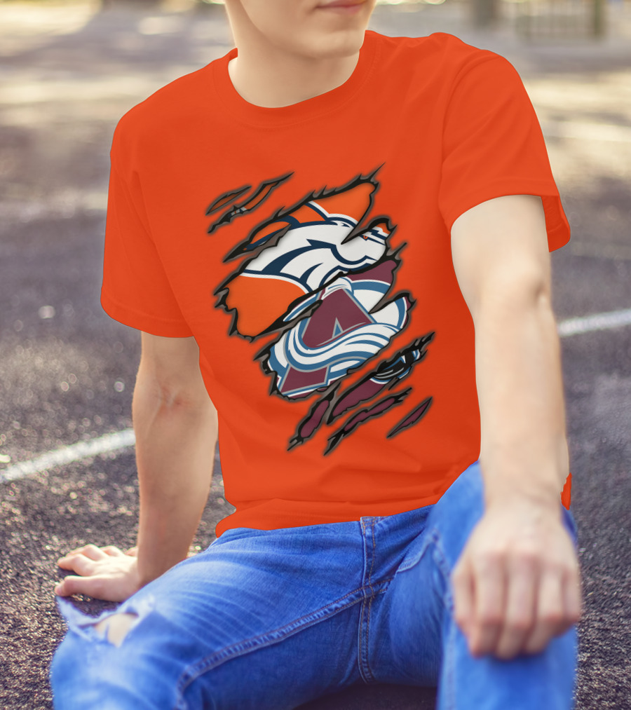 Broncos Avalanche Nfl Nhl Logo Crossover Collaboration T-Shirt