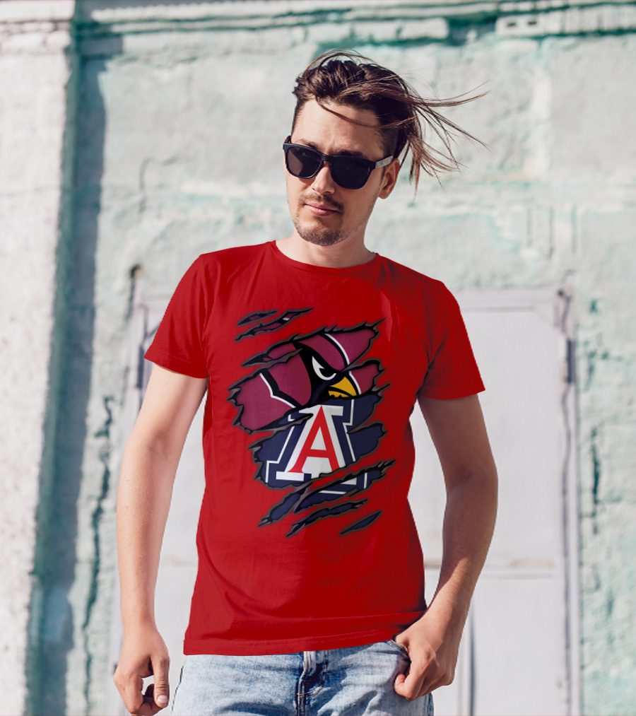 Arizona Cardinals University Wildcats Logo Fusion T-Shirt