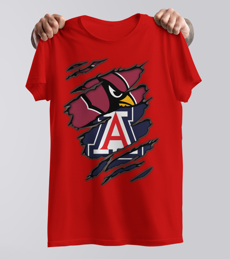 Arizona Cardinals University Wildcats Logo Fusion T-Shirt