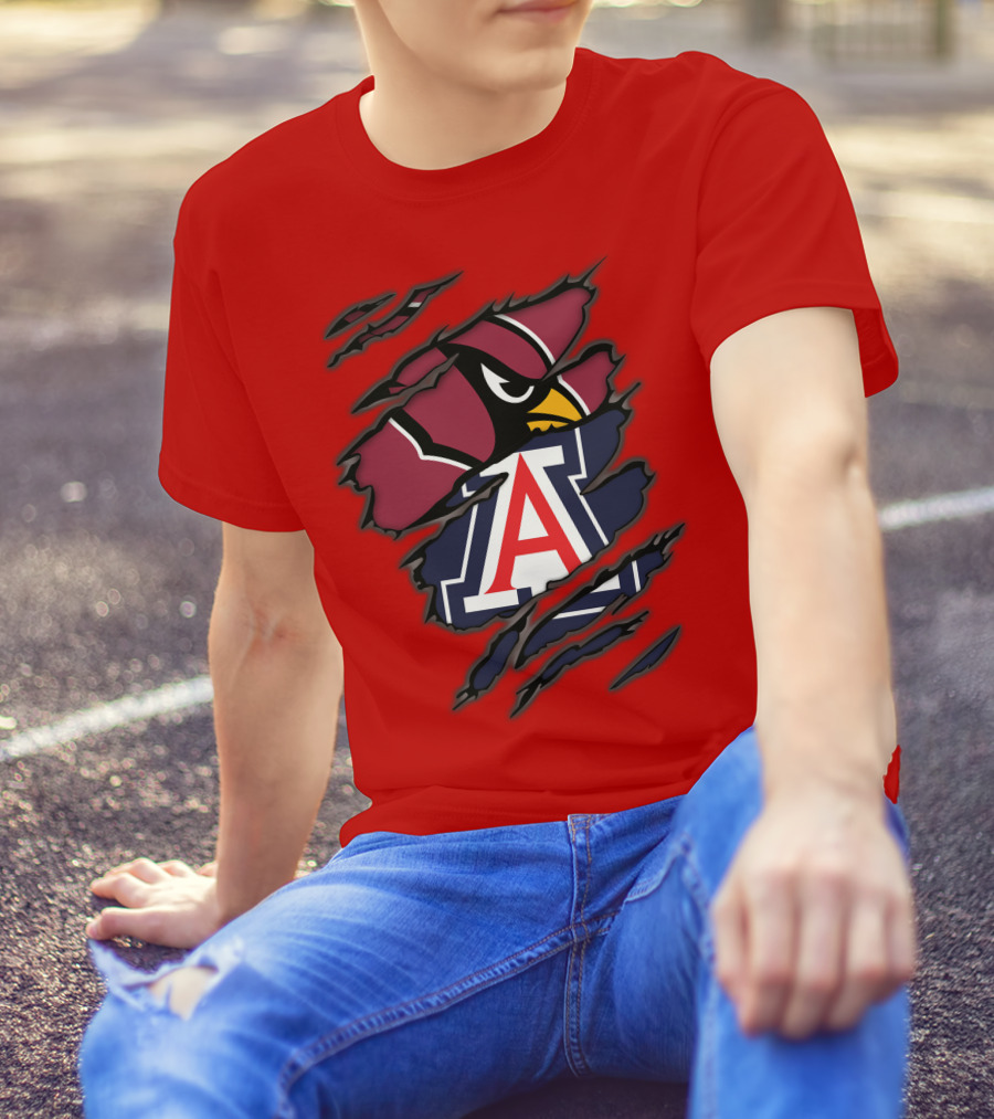 Arizona Cardinals University Wildcats Logo Fusion T-Shirt