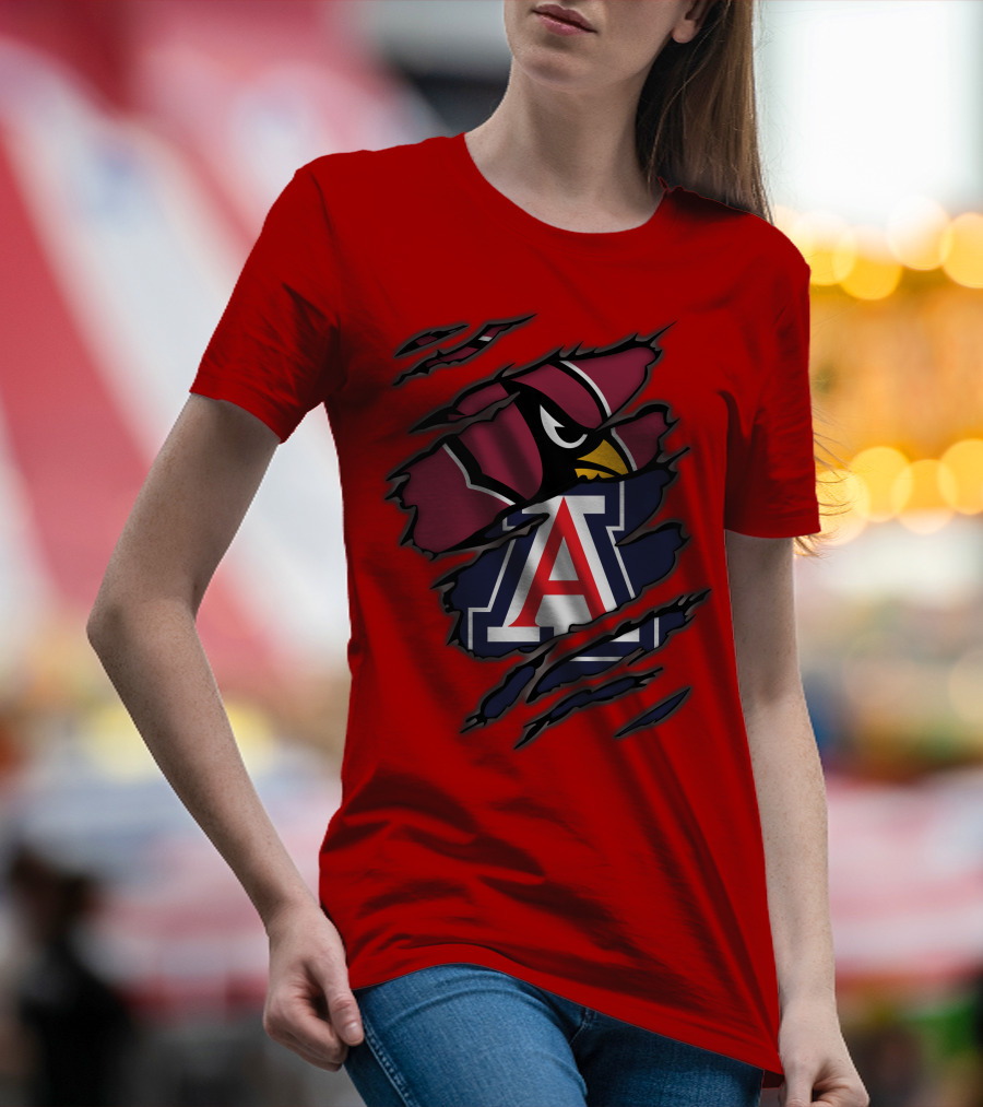 Arizona Cardinals University Wildcats Logo Fusion T-Shirt