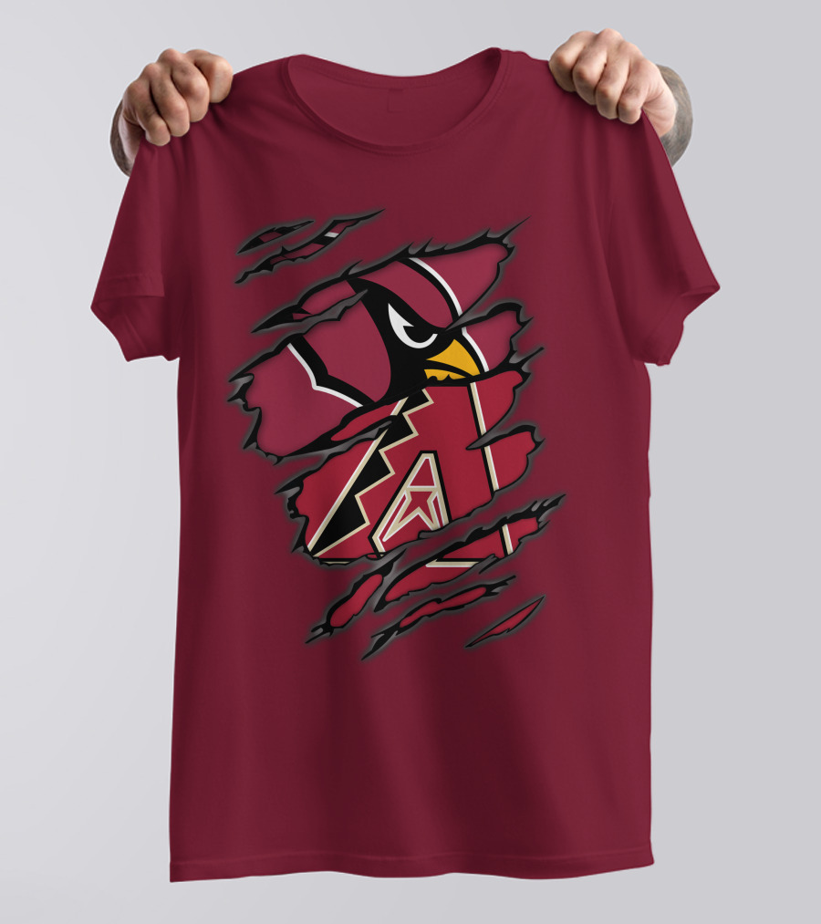 Cardinals And Diamondbacks Union Ripped Claw Marks Logo Fan T-Shirt