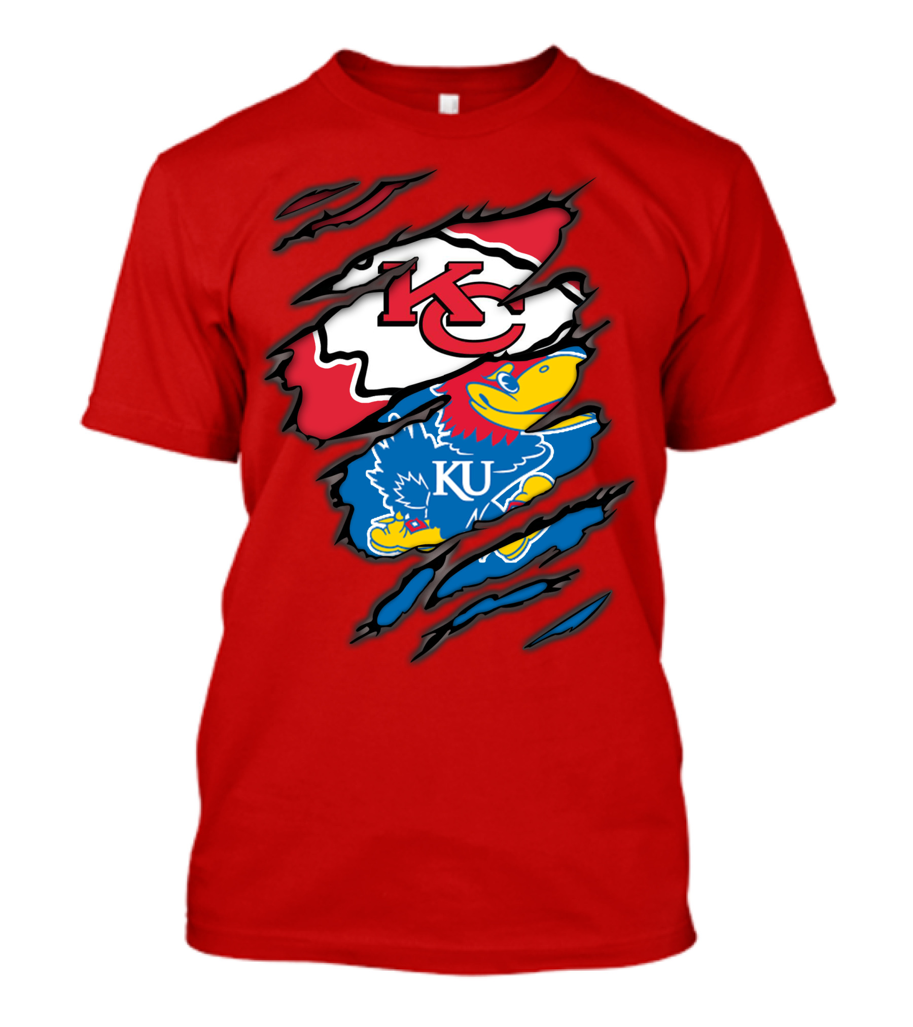 Kansas City Chiefs KC Jayhawks KU Logo Mashup T-Shirt
