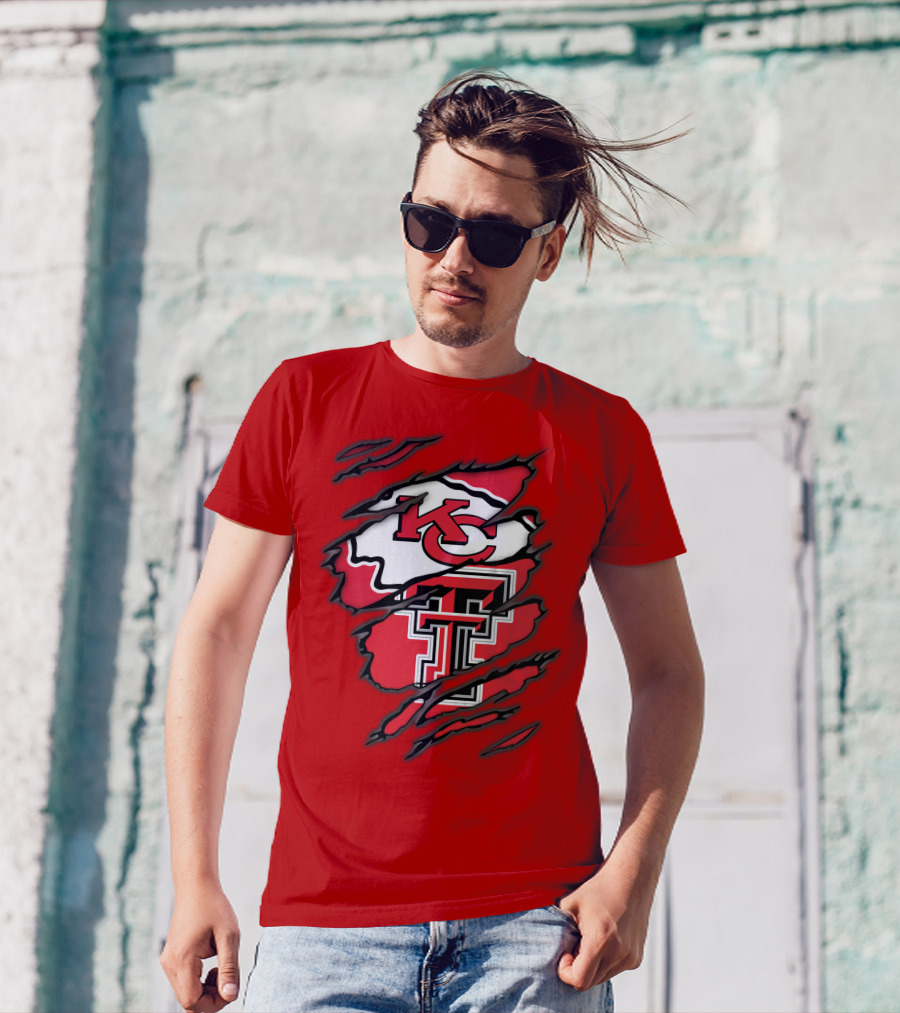 Kansas City Chiefs Texas Tech Red Raiders Logo Fusion T-Shirt