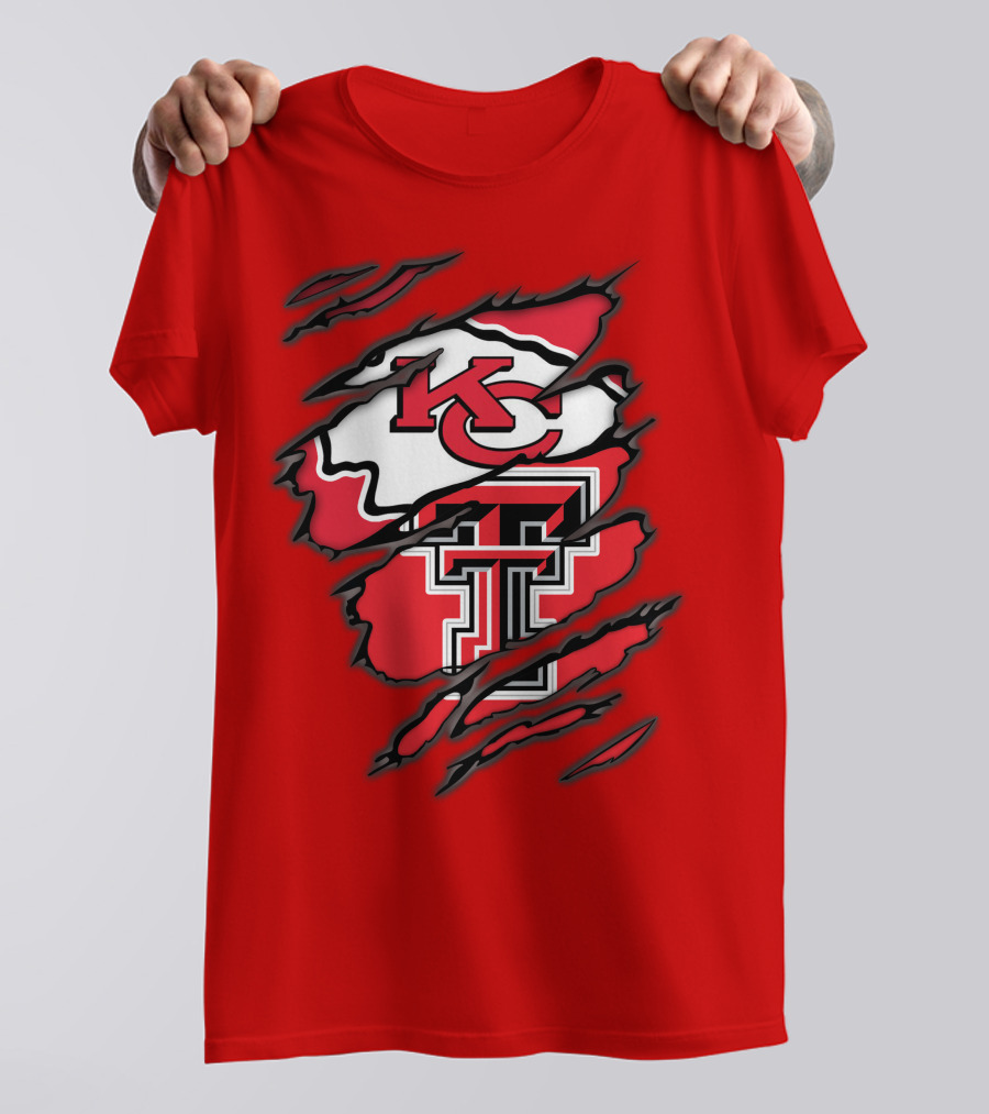 Kansas City Chiefs Texas Tech Red Raiders Logo Fusion T-Shirt
