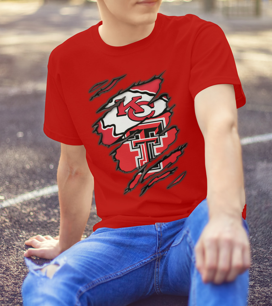Kansas City Chiefs Texas Tech Red Raiders Logo Fusion T-Shirt