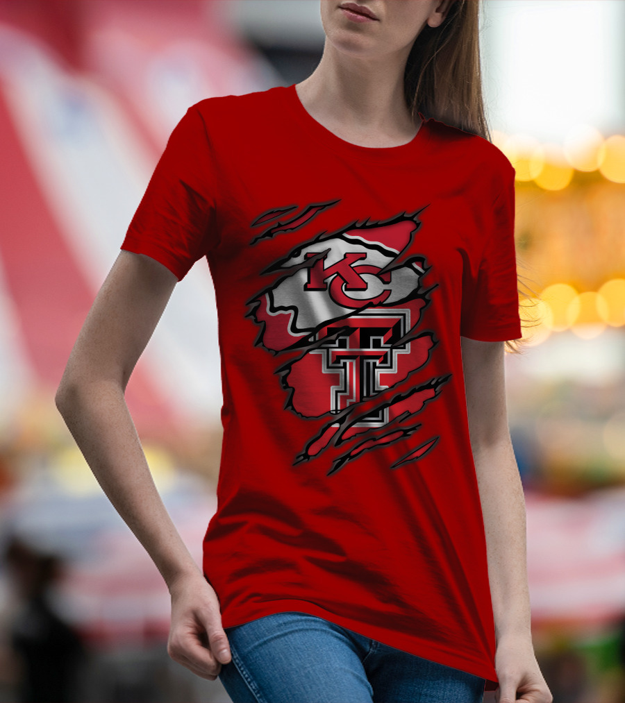 Kansas City Chiefs Texas Tech Red Raiders Logo Fusion T-Shirt