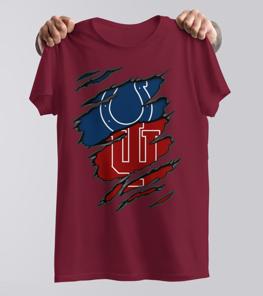 Colts Hoosiers Blue Horseshoe Red Interlocking IU T-Shirt