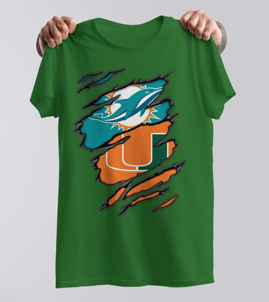 Miami Dolphins Miami Hurricanes Logo Blend T-Shirt
