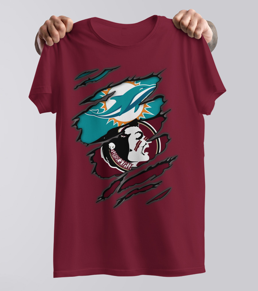 Miami Dolphins Florida State Seminoles Logo Mashup T-Shirt