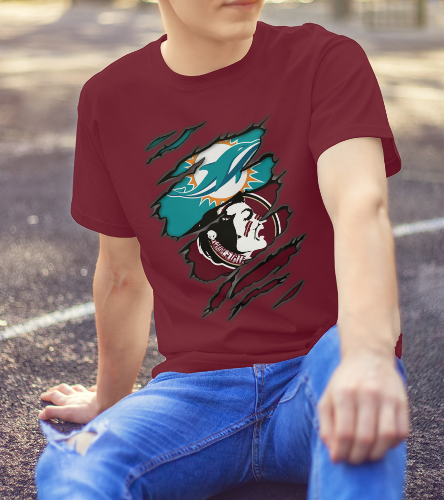 Miami Dolphins Florida State Seminoles Logo Mashup T-Shirt