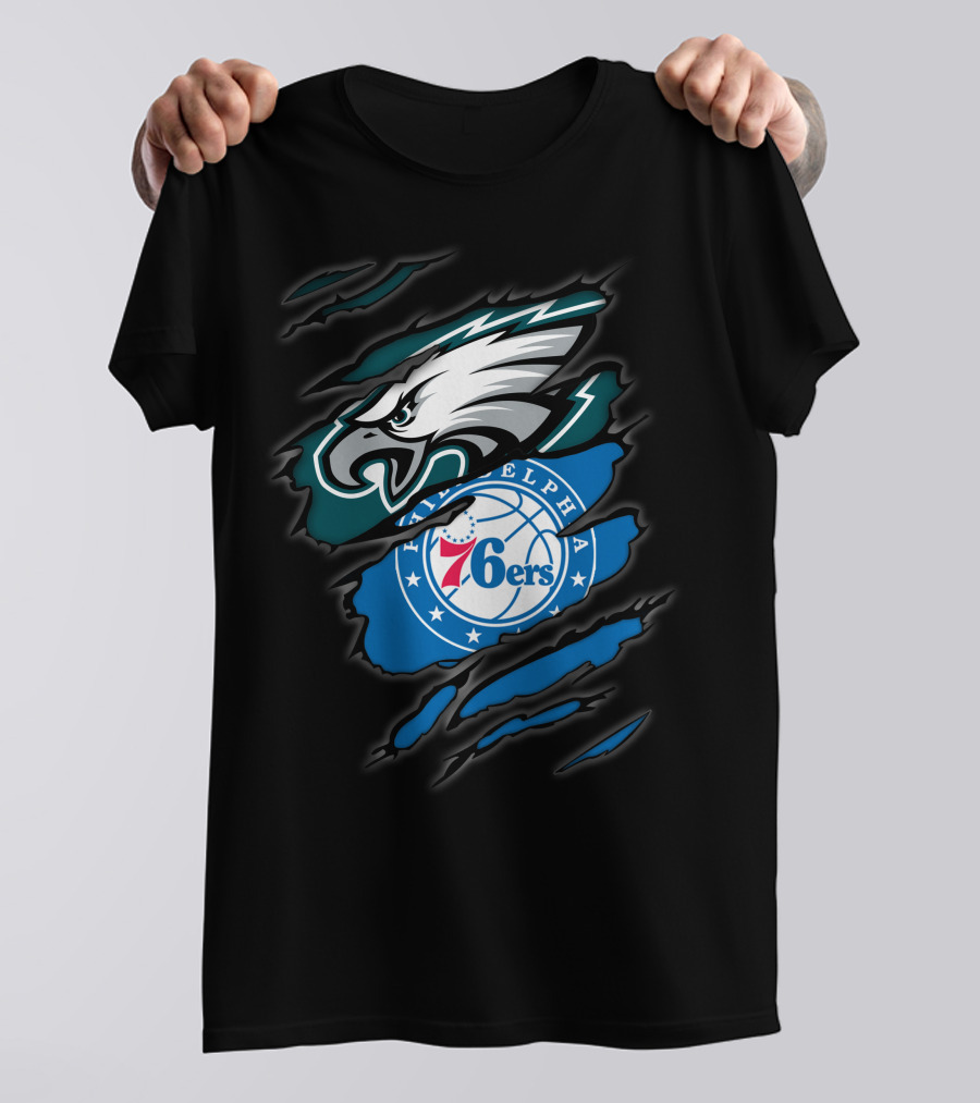 Philadelphia Eagles And 76ers Logos Combo T-Shirt