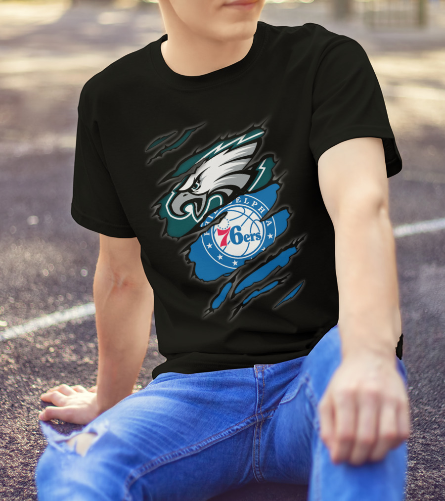 Philadelphia Eagles And 76ers Logos Combo T-Shirt