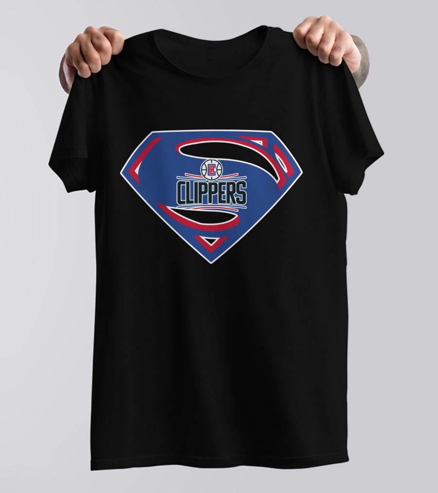 Superman Shield With La Clippers Basketball Team T-Shirt