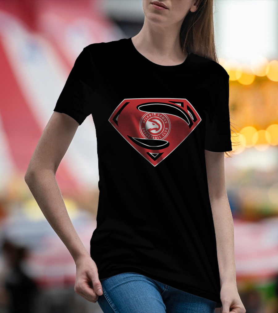 Atlanta Hawks Basketball Club Superman Logo Mashup T-Shirt