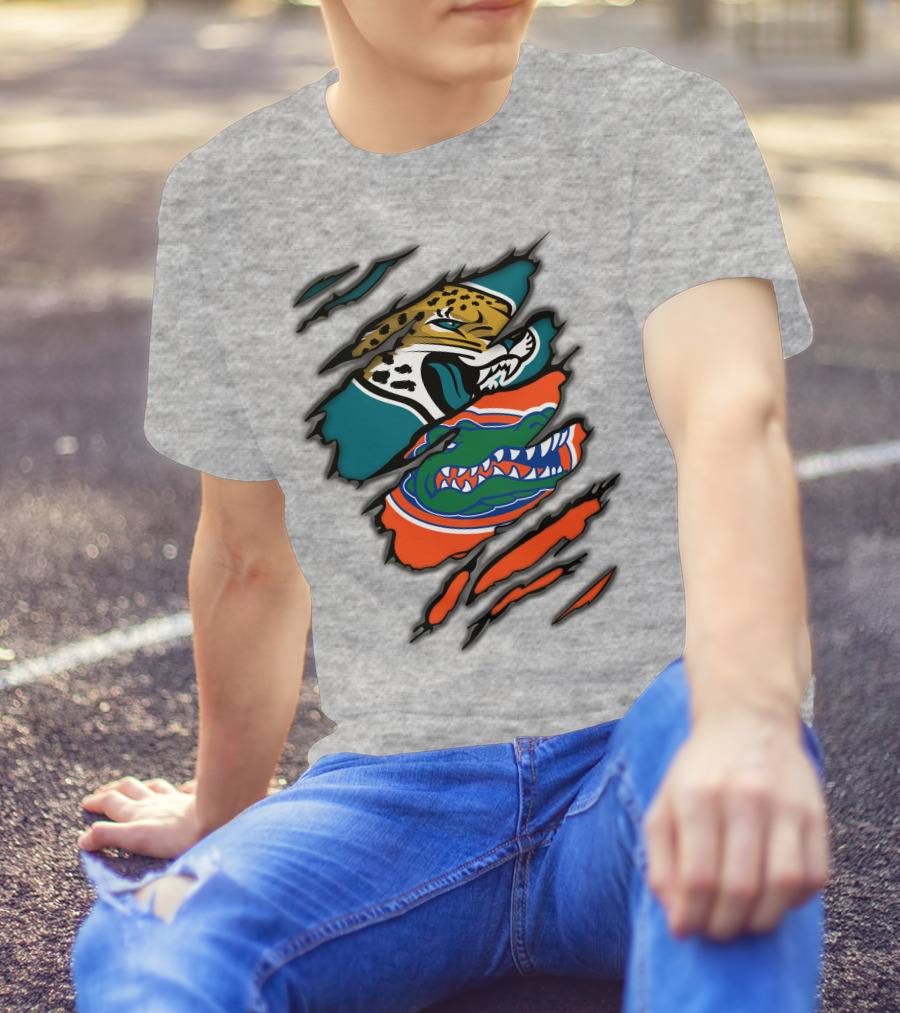 Jacksonville Jaguars Florida Gators Crossover Fan Gear Duo Team Spirit T-Shirt