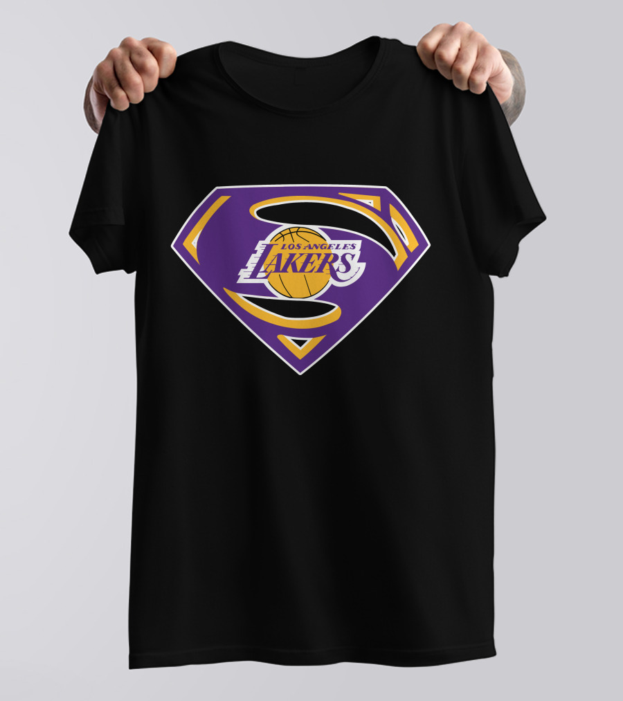 Los Angeles Lakers Purple Superman Shield T-Shirt