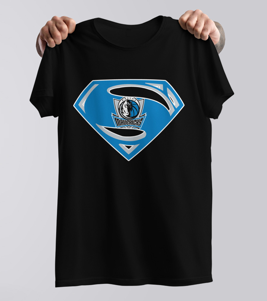 Superman Mavericks Logo With Dallas Mavericks NBA T-Shirt