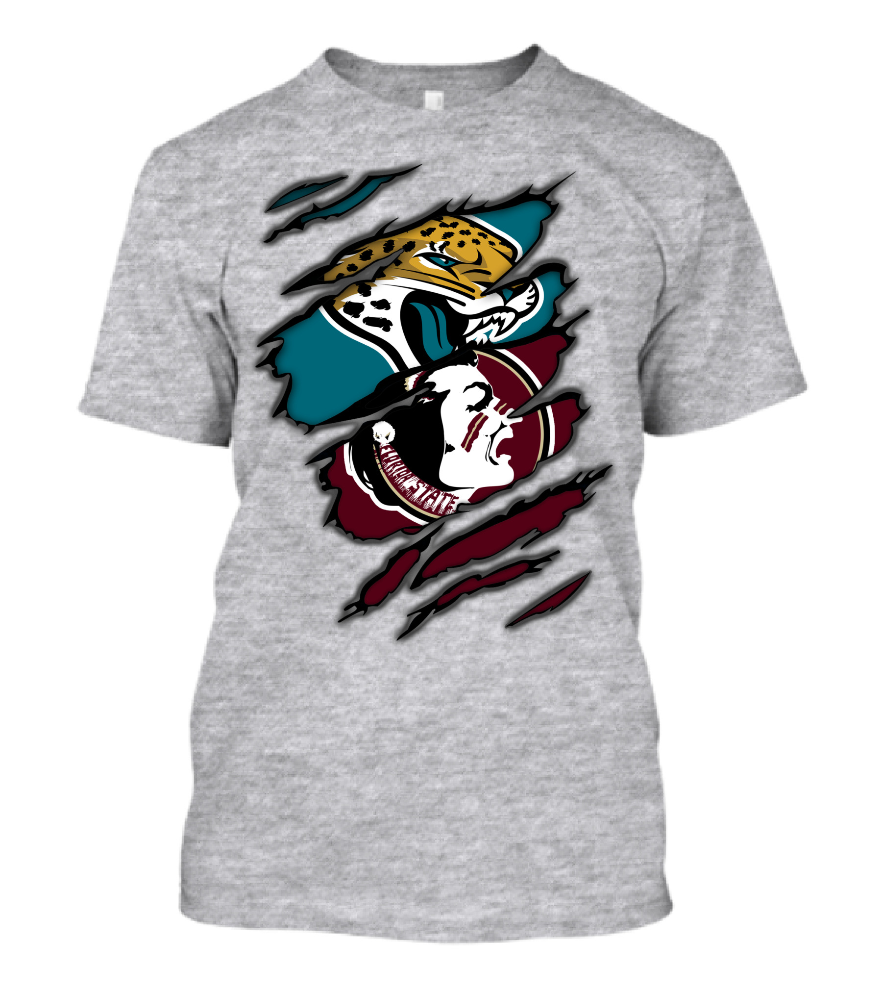 Jacksonville Jaguars And Florida State Seminoles Logo Crossover T-Shirt