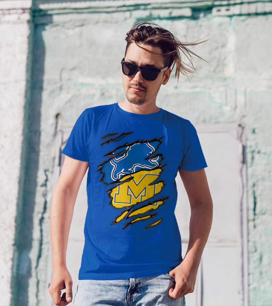 Detroit Lions Michigan Wolverines Crossover T-Shirt