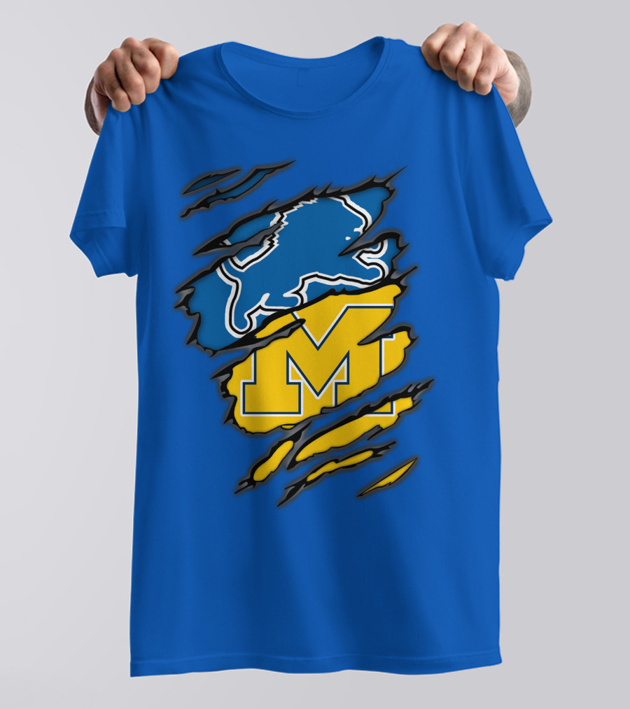 Detroit Lions Michigan Wolverines Crossover T-Shirt
