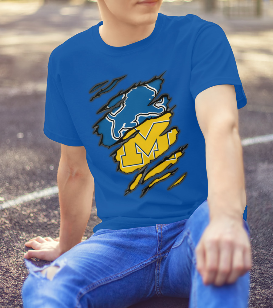 Detroit Lions Michigan Wolverines Crossover T-Shirt