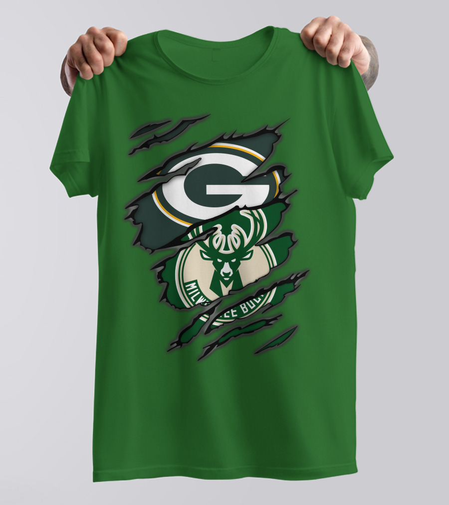 Green Bay Packers Milwaukee Bucks Crossover T-Shirt