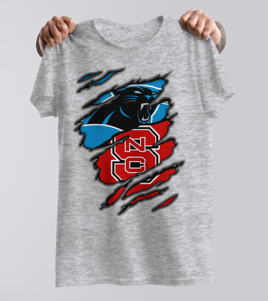 Carolina Panthers Nc State Wolfpack Claw Mark Logo Mashup T-Shirt