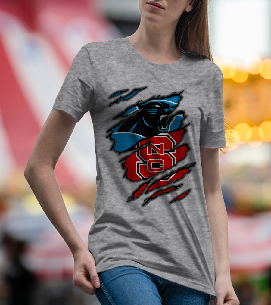 Carolina Panthers Nc State Wolfpack Claw Mark Logo Mashup T-Shirt