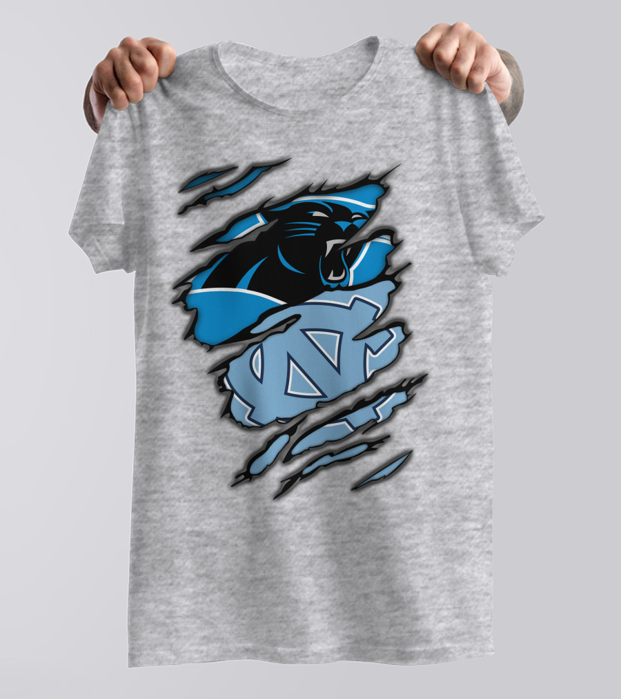 Carolina Panthers And North Carolina Tar Heels Logo Mashup T-Shirt