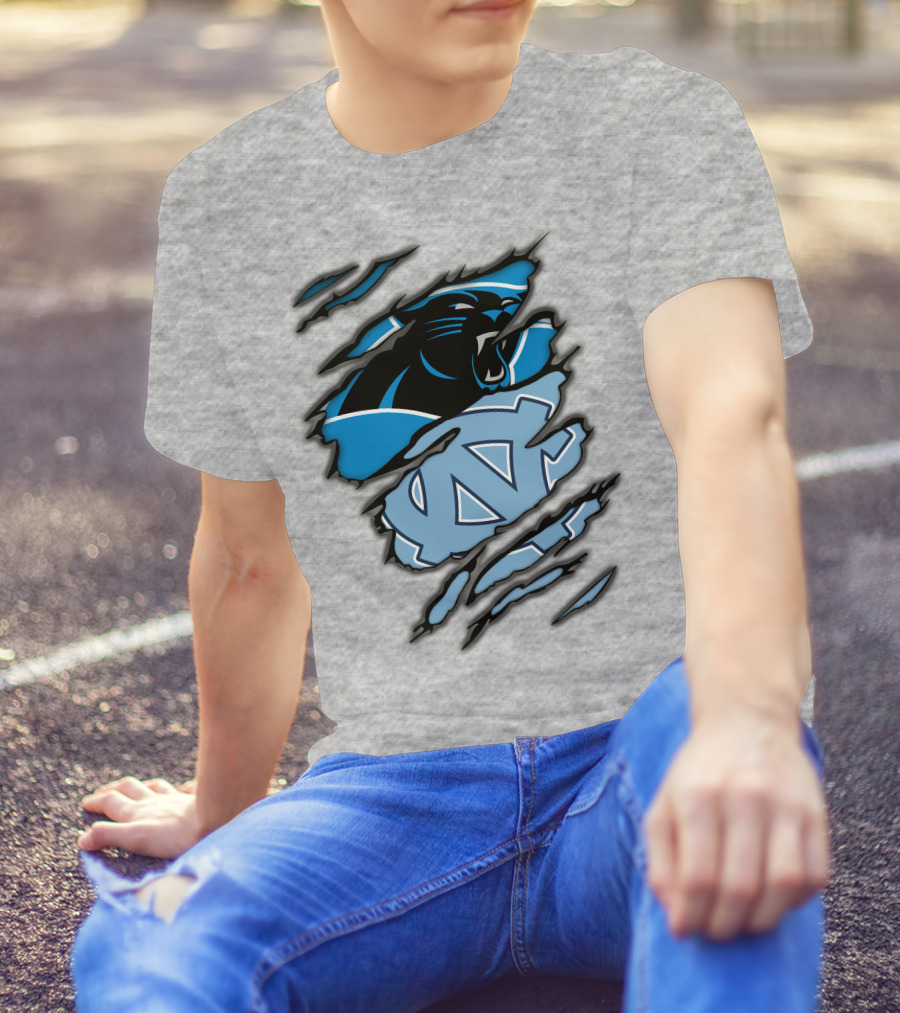 Carolina Panthers And North Carolina Tar Heels Logo Mashup T-Shirt