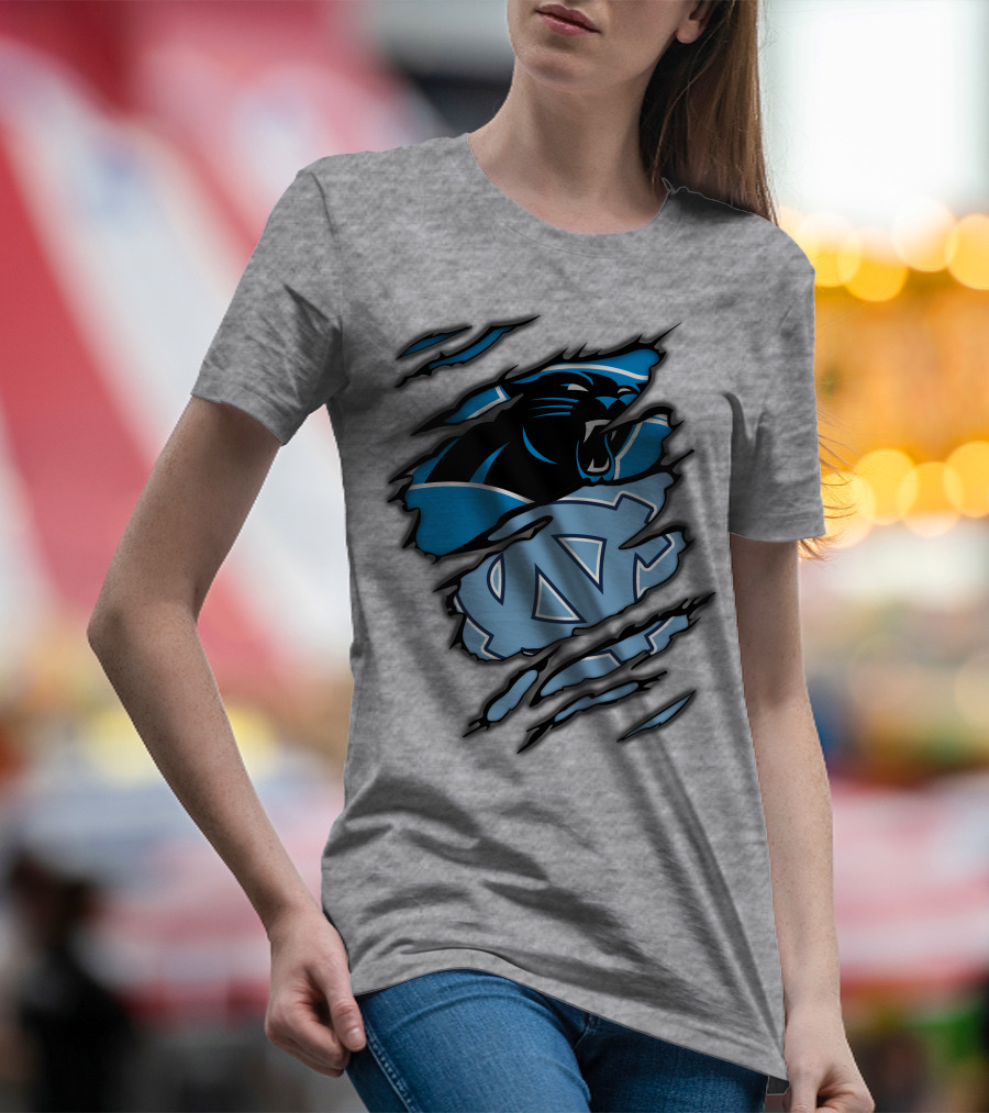 Carolina Panthers And North Carolina Tar Heels Logo Mashup T-Shirt