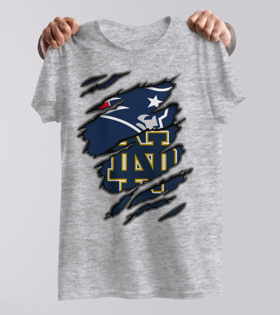 New England Patriots Notre Dame Fighting Irish Logo Mashup T-Shirt