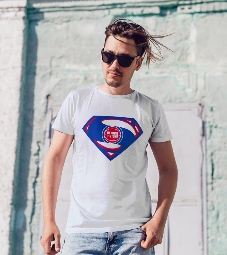 Detroit Pistons Superman Logo Combination T-Shirt