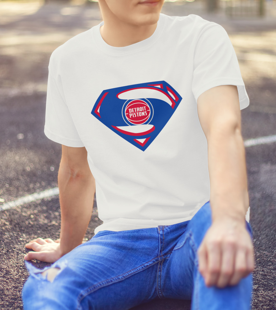 Detroit Pistons Superman Logo Combination T-Shirt