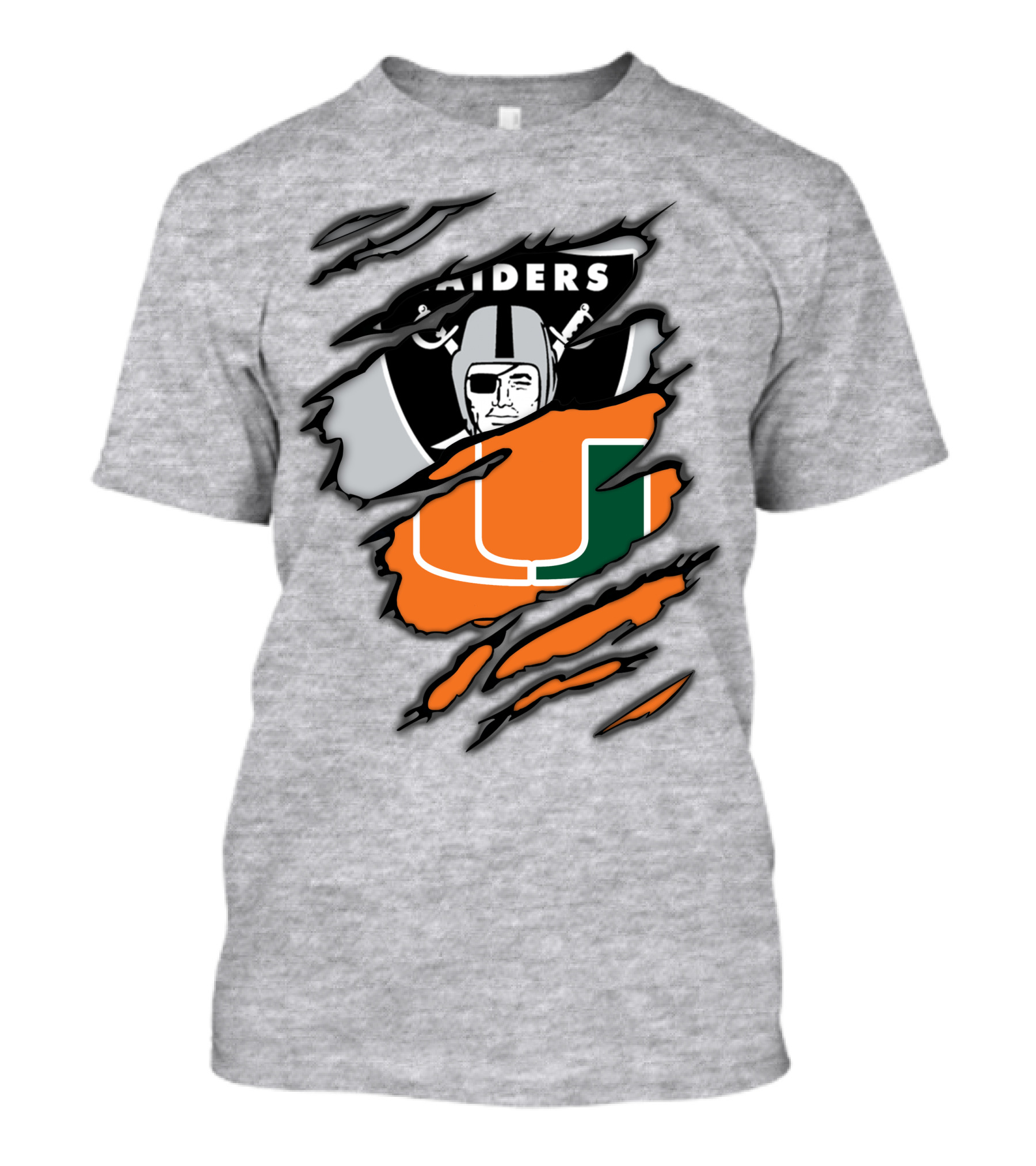 Raiders And Miami Hurricanes Split T-Shirt