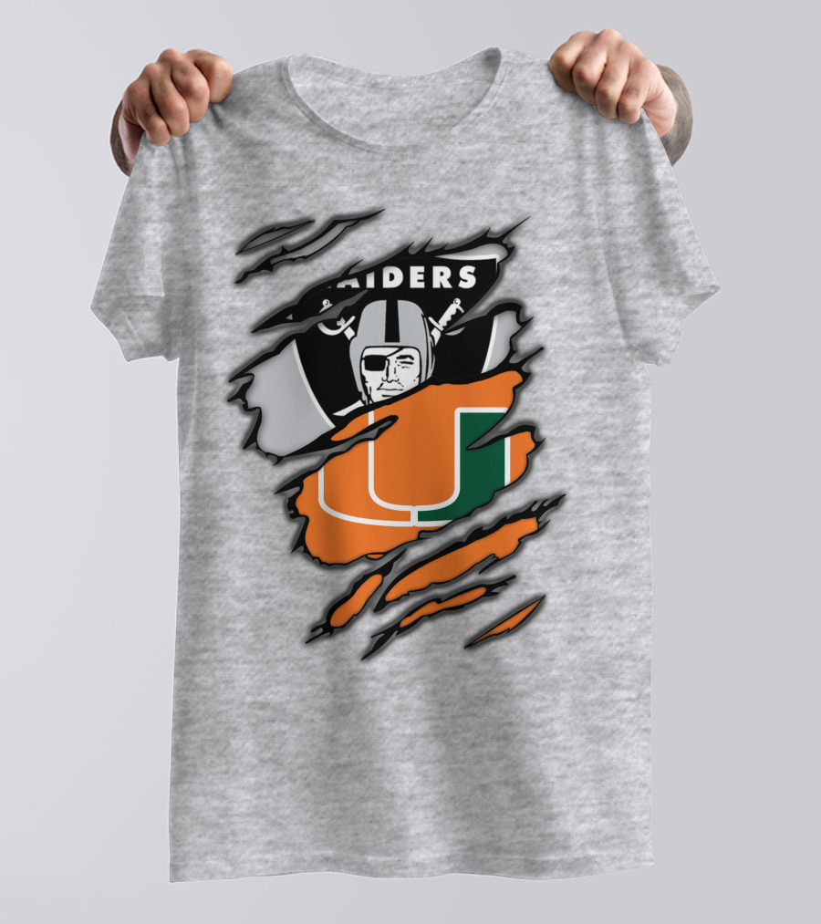Raiders And Miami Hurricanes Split T-Shirt