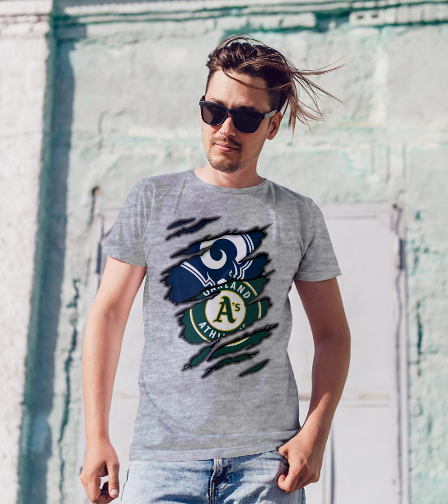 Rams Oakland Athletics Dual Fan Torn Layers T-Shirt