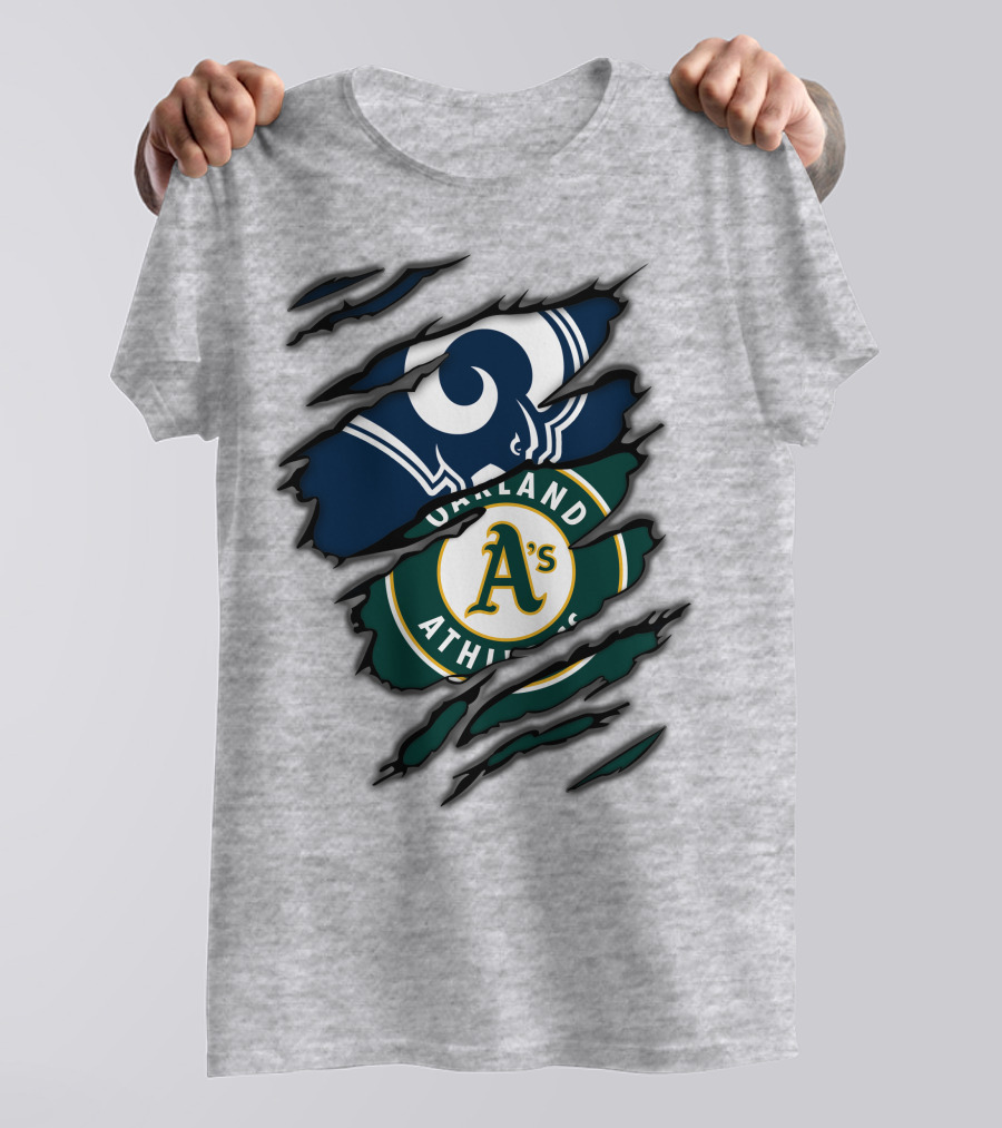 Rams Oakland Athletics Dual Fan Torn Layers T-Shirt