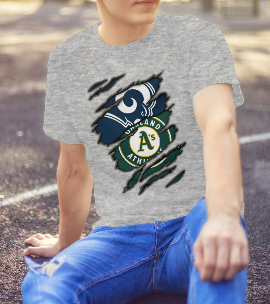 Rams Oakland Athletics Dual Fan Torn Layers T-Shirt