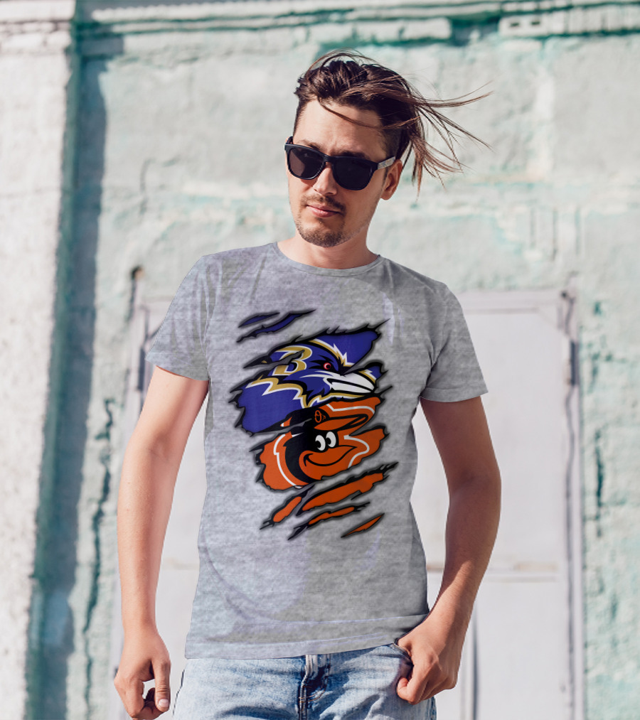 Baltimore Ravens Orioles Logo Mashup T-Shirt