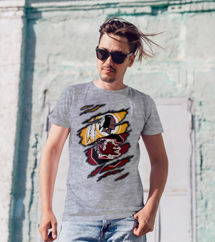 Redskins South Carolina Gamecocks Logo Mashup T-Shirt